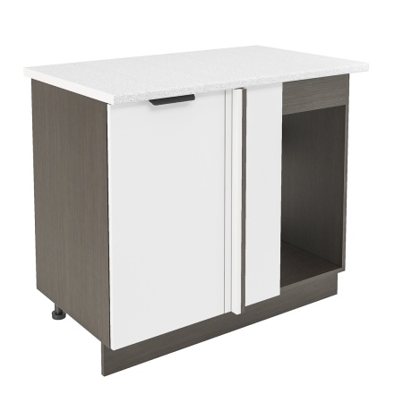 Шкаф нижний угловой  ШНУП 1000 Корпус: ЛДСП венге 16мм; фасад: фрезеровка Норд, МДФ софт даймонд 16 мм