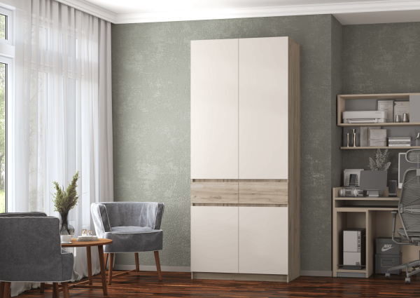 БОСТОН ШК-001 Шкаф 2-ств. ЛДСП (Комплект) Дуб крафт серый / Кашемир