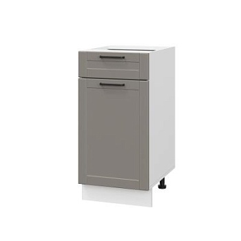 Шкаф нижний с ящиком ШН1Я 400 Корпус: ЛДСП белый 16мм; фасад: фрезеровка Диада, МДФ лофт кварц 16 мм