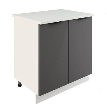 Шкаф нижний ШН 800 Корпус: ЛДСП белый 16мм; фасад: фрезеровка Норд, МДФ софт смок 16 мм