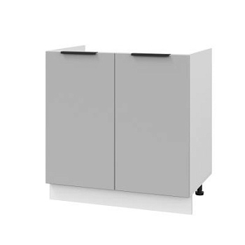 Шкаф нижний под мойку ШНМ 800 Корпус: ЛДСП белый 16мм; фасад: фрезеровка Оливия, ЛДСП серый софт 16 мм