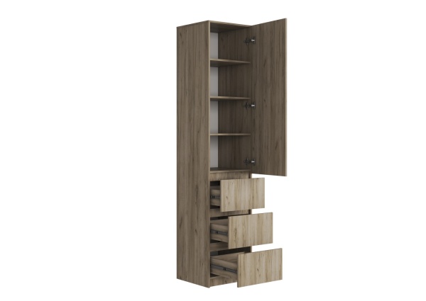 БОХО Шкаф ШК-003 (Шкаф с ящиками, 1-ств.) Дуб крафт серый