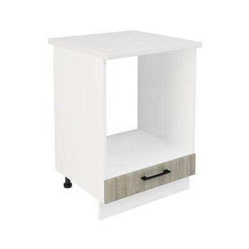 Шкаф нижний духовой ШНД 600 Корпус: ЛДСП белый 16мм; фасад: фрезеровка Барселона, МДФ седой клен 16мм