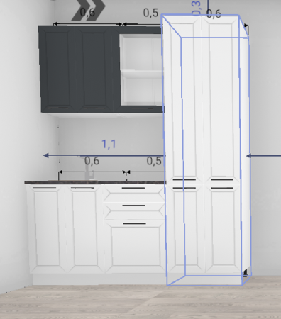 Кухня Кельн Софт даймонд / Софт смок верх 1100 + пенал 600 мм (4641)