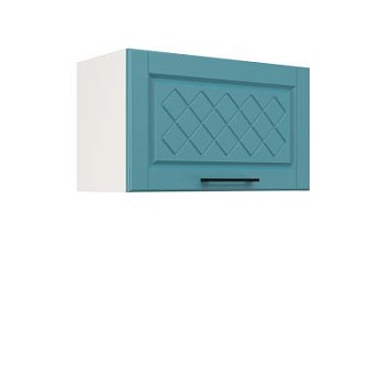 Шкаф верхний горизонтальный ШВГ 600 Корпус: ЛДСП белый 16мм; фасад: фрезеровка Барселона, МДФ морское дерево 16мм