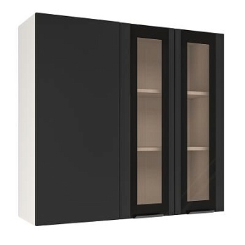 Шкаф верхний (премьер) ШВУПС 1000Н Корпус: ЛДСП белый 16мм; фасад: фрезеровка Норд, МДФ софт черный 16 мм Шкаф верхний (премьер) ШВУПС 1000Н Корпус: ЛДСП белый 16мм; фасад: фрезеровка Норд, МДФ софт черный 16 мм