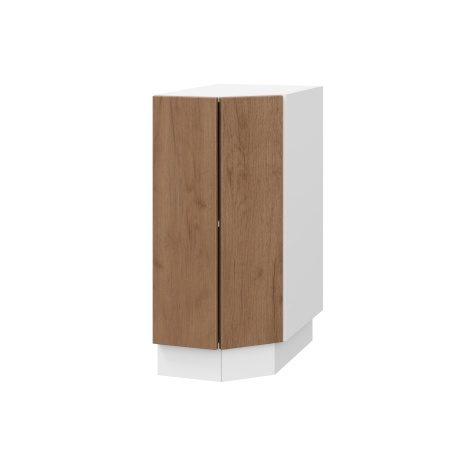Шкаф нижний торцевой ШНТ 360 Корпус: ЛДСП белый 16мм; фасад: фрезеровка Оливия, ЛДСП дуб крафт табачный 16 мм