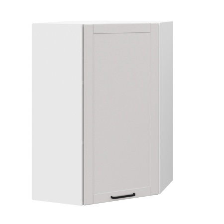 Шкаф верхний угловой (премьер)  ШВУ 600Н Корпус: ЛДСП белый 16мм; фасад: фрезеровка Диада, МДФ лофт крем 16 мм