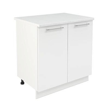 Шкаф нижний ШН 800 Корпус: ЛДСП белый 16мм; фасад: фрезеровка Олива, МДФ глянец белый 16мм