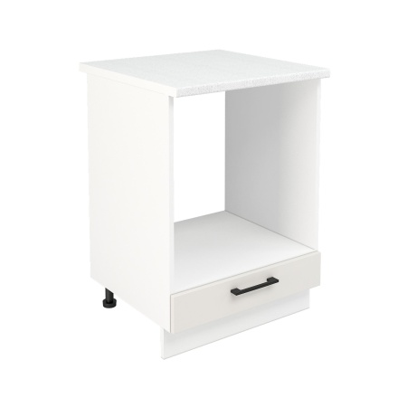 Шкаф нижний духовой ШНД 600 Корпус: ЛДСП белый 16мм; фасад: фрезеровка Кельн, МДФ софт айвори 16 мм