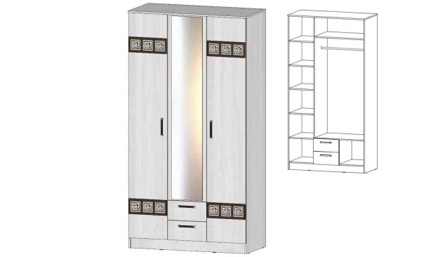 Шкаф 3-х створчатый Коста-Рика Анкор светлый