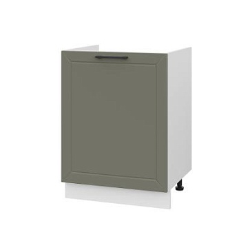 Шкаф нижний под мойку ШНМ 600-1 Корпус: ЛДСП белый 16мм; фасад: фрезеровка Кельн, МДФ софт лайт хаки 16 мм