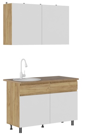 КВИК-СТЕП Кухня 1.2 м. Корпус - Дуб Крафт золотой К003  Фасад ЛДСП - Белый (Шагрень)