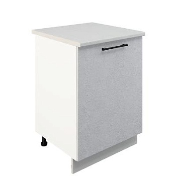 Шкаф нижний ШН 600-1 Корпус: ЛДСП белый 16мм; фасад: фрезеровка Нувель, МДФ бетон белый 16мм