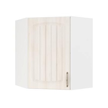 Шкаф верхний угловой ШВУ 600 Корпус: ЛДСП белый 16мм; фасад: фрезеровка Гренада, МДФ сандал 16мм