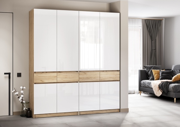 мс для прихожей Стоуби ШК-2000 дуб крафт золотой/глянец белый