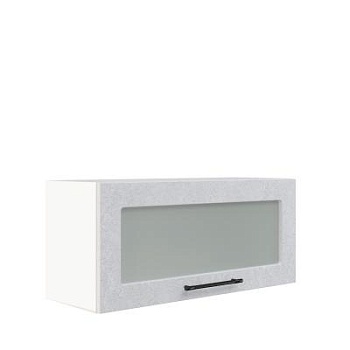 Шкаф верхний горизонтальный со стеклом ШВГС 800 Корпус: ЛДСП белый 16мм; фасад: фрезеровка Нувель, МДФ бетон белый 16мм Шкаф верхний горизонтальный со стеклом ШВГС 800 Корпус: ЛДСП белый 16мм; фасад: фрезеровка Нувель, МДФ бетон белый 16мм