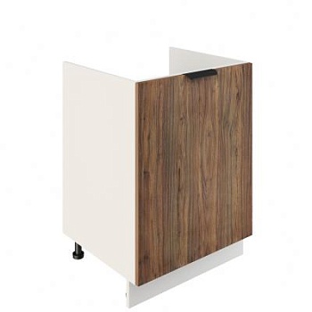 Шкаф нижний под мойку ШНМ 600-1 Корпус: ЛДСП белый 16мм; фасад: фрезеровка Норд, МДФ орех канадский 16 мм