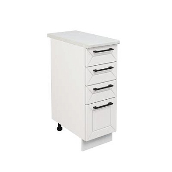 Шкаф нижний с ящиками ШНЯ 300 Корпус: ЛДСП белый 16мм; фасад: фрезеровка Кельн, МДФ софт даймонд 16мм