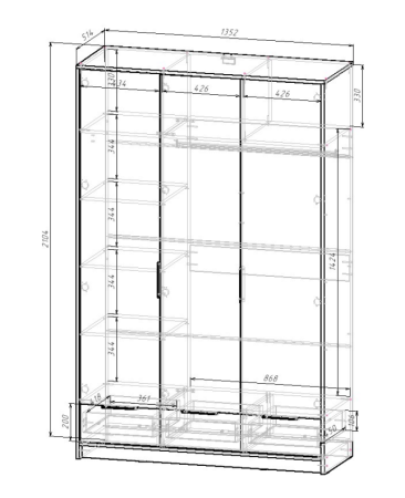 ИВИС Шкаф ШК-003 Корпус - Дуб Крафт золотой К003  Фасад ЛДСП - Белый (Гладкий)
