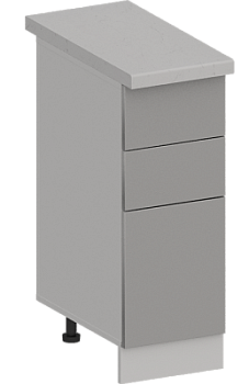Шкаф нижний с тремя ящиками ШН3Я 400 Гарден Лайт грей