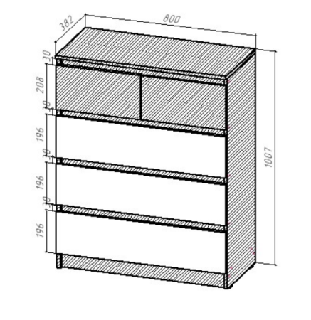 БОСТОН ЛАЙТ Комод КМ-001 Корпус - Дуб Крафт золотой К003  Фасад ЛДСП - Белый (Гладкий)