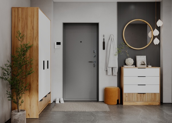 ИВИС Шкаф ШК-003 Корпус - Дуб Крафт золотой К003  Фасад ЛДСП - Белый (Гладкий)