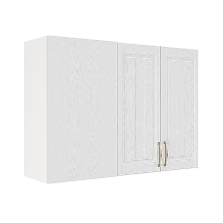 Шкаф верхний угловой ШВУП 1000 Корпус: ЛДСП белый 16мм; фасад: фрезеровка Лондон, МДФ дуб белый 16мм