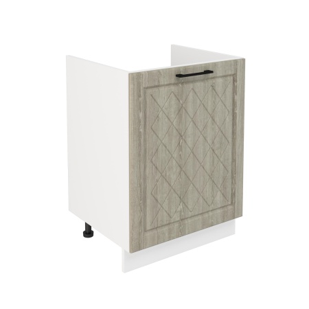 Шкаф нижний под мойку ШНМ 600-1 Корпус: ЛДСП белый 16мм; фасад: фрезеровка Барселона, МДФ седой клен 16мм
