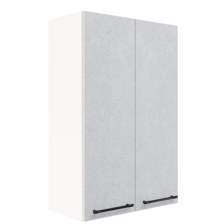 Шкаф верхний (премьер) ШВ 600Н Корпус: ЛДСП белый 16мм; фасад: фрезеровка Нувель, МДФ бетон белый 16мм