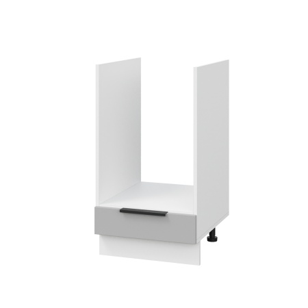 Шкаф нижний духовой ШНД 450 Корпус: ЛДСП белый 16мм; фасад: фрезеровка Оливия, ЛДСП серый софт 16 мм