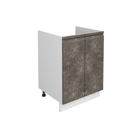 Шкаф нижний под мойку ШНМ 600 Корпус: ЛДСП белый 16мм; фасад: фрезеровка Бруклин, МДФ бетон коричневый 16мм