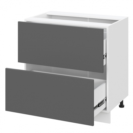 Шкаф нижний с ящиками ШНГ2Я 800 Корпус: ЛДСП белый 16мм; фасад: фрезеровка Кельн, МДФ софт маренго 16 мм