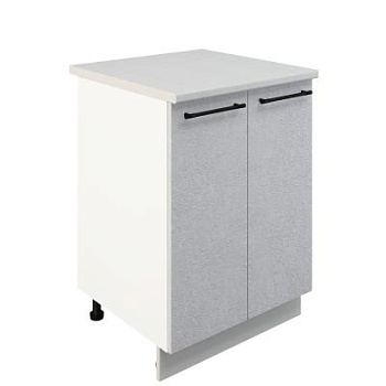 Шкаф нижний ШН 600 Корпус: ЛДСП белый 16мм; фасад: фрезеровка Нувель, МДФ бетон белый 16мм