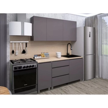 Кухонный гарнитур "Денвер" 1,6м Графит серый/Дуб сонома