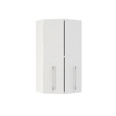 Шкаф верхний торцевой ШВТ 360 Корпус: ЛДСП белый 16мм; фасад: фрезеровка Олива, МДФ металлик белый 16мм