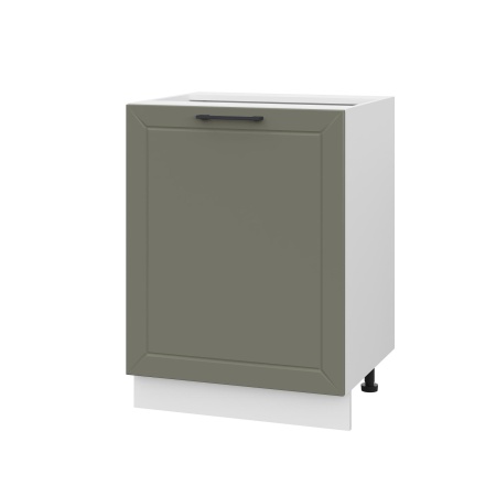 Шкаф нижний ШН 600-1 Корпус: ЛДСП белый 16мм; фасад: фрезеровка Кельн, МДФ софт лайт хаки 16 мм