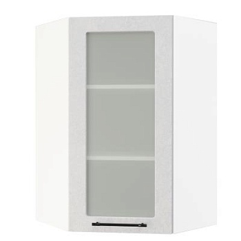 Шкаф верхний угловой (премьер)  ШВУС 600Н Корпус: ЛДСП белый 16мм; фасад: фрезеровка Нувель, МДФ бетон белый 16мм Шкаф верхний угловой (премьер)  ШВУС 600Н Корпус: ЛДСП белый 16мм; фасад: фрезеровка Нувель, МДФ бетон белый 16мм