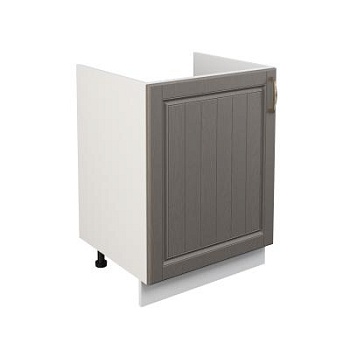 Шкаф нижний под мойку ШНМ 600-1 Корпус: ЛДСП белый 16мм; фасад: фрезеровка Лондон, МДФ дуб графит 16мм