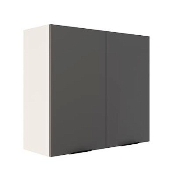 Шкаф верхний ШВ 800 Корпус: ЛДСП белый 16мм; фасад: фрезеровка Норд, МДФ софт смок 16 мм