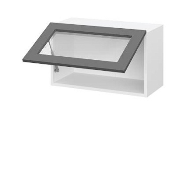 Шкаф верхний горизонтальный со стеклом ШВГС 600 Барселона белый массив (МДФ 16мм МС София)