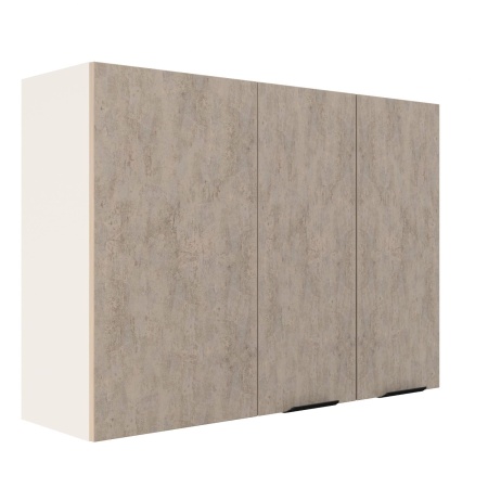 Шкаф верхний угловой ШВУП 1000 Корпус: ЛДСП белый 16мм; фасад: фрезеровка Норд, МДФ камень беж 16 мм