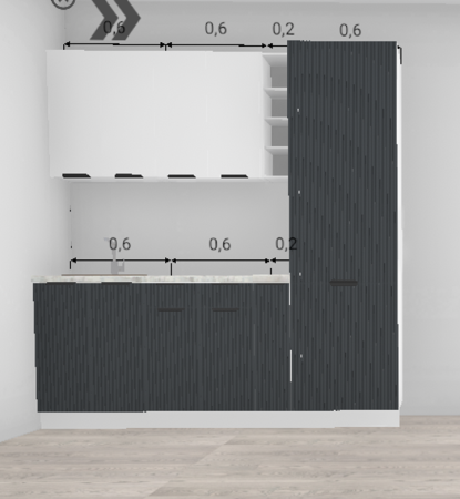 Кухня Норд Line Софт смок / Софт пломбир (верх) 1400 + пенал закрытый 600 (5783)