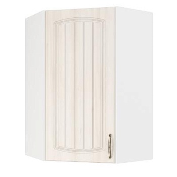 Шкаф верхний угловой (премьер)  ШВУ 600Н Корпус: ЛДСП белый 16мм; фасад: фрезеровка Гренада, МДФ сандал 16мм