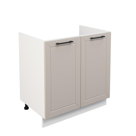 Шкаф нижний под мойку ШНМ 800 Корпус: ЛДСП белый 16мм; фасад: фрезеровка Кельн, МДФ софт бланж 16мм