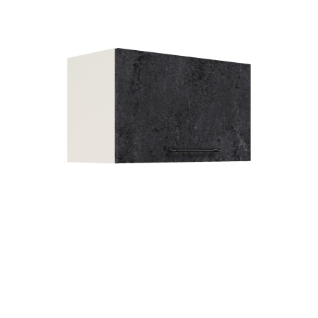 Шкаф верхний горизонтальный ШВГ 600 Корпус: ЛДСП белый 16мм; фасад: фрезеровка Нувель, МДФ бетон черный 16мм