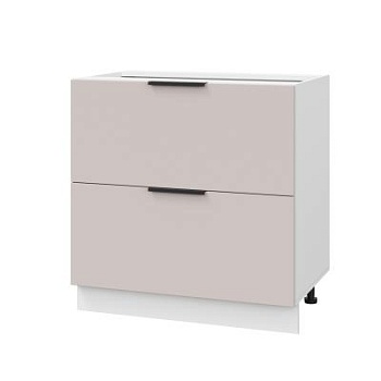 Шкаф нижний с ящиками ШНГ2Я 800 Корпус: ЛДСП белый 16мм; фасад: фрезеровка Оливия, МДФ сиена тауп 16 мм