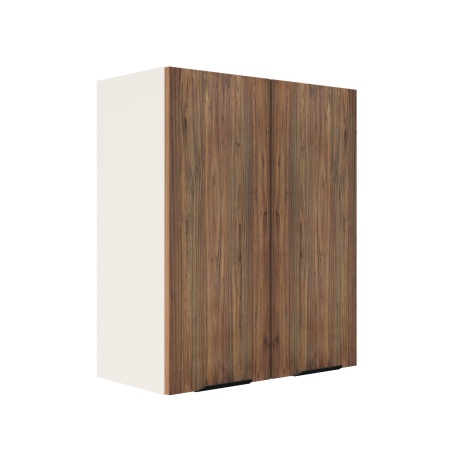 Шкаф верхний ШВ 600 Корпус: ЛДСП белый 16мм; фасад: фрезеровка Норд, МДФ орех канадский 16 мм