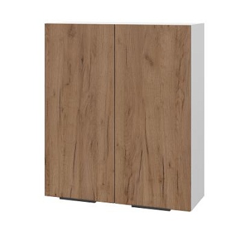 Шкаф верхний (премьер) ШВ 800Н Корпус: ЛДСП белый 16мм; фасад: фрезеровка Оливия, ЛДСП дуб крафт табачный 16 мм