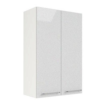 Шкаф верхний (премьер) ШВ 600Н Корпус: ЛДСП белый 16мм; фасад: фрезеровка Олива, МДФ металлик белый 16мм